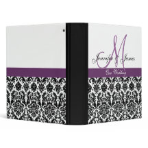 Elegante Damast-Hochzeits-Planer-Pflaume lila