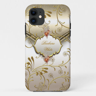 Elegante Damast-Karamell-Creme-Beige-Gold-Bernstei Case-Mate iPhone Hülle