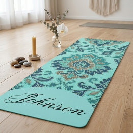 Elegante Damast-Mandala-Zen-Heilige Geometrie Türk Yogamatte