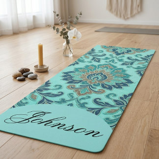 Elegante Damast-Mandala-Zen-Heilige Geometrie Türk Yogamatte