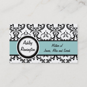 Elegante Damastblaue Mammy-Erinnerungskarten Telefonnummerkarte