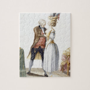 Elegante Dame an einer Installation mit ihrem Puzzle