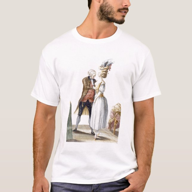 Elegante Dame an einer Installation mit ihrem T-Shirt (Vorderseite)