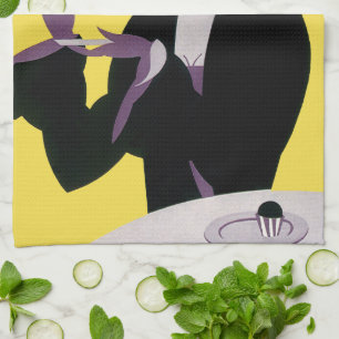 Elegante Dame aus Vintage-Zeit beim Nachmittags-Te Geschirrtuch