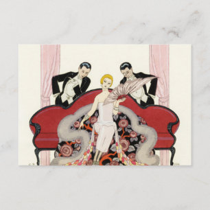 Elegante Dame in Paris Art Deco Einladungen