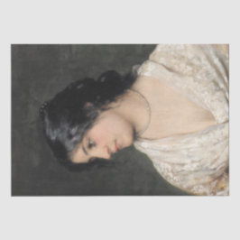 Elegante Dame mit Perlmuttleder Seidenpapier