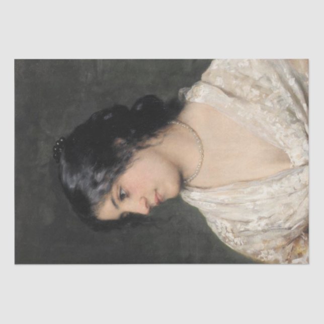 Elegante Dame mit Perlmuttleder Seidenpapier (Vorderseite)