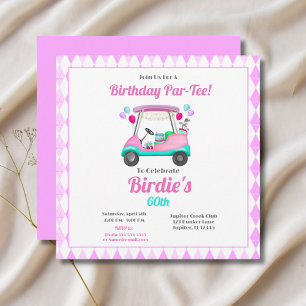 Elegante Damen-Golfparty-Wagen Geburtstag Einladung