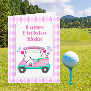 Elegante Damen-Golfparty-Wagen Geburtstag Karte