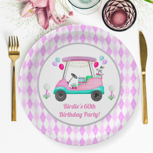 Elegante Damen-Golfparty-Wagen Geburtstag Pappteller