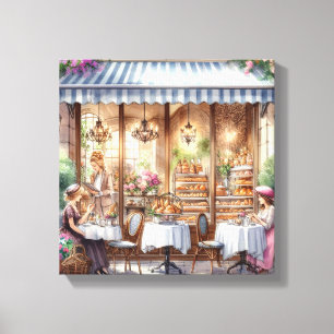 Elegante Damen in der Pariser Bäckerei Leinwanddruck
