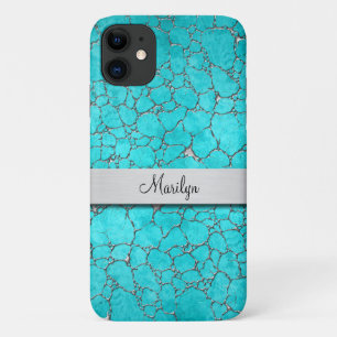 Elegante Damen Monogram Türkis Muster Case-Mate iPhone Hülle