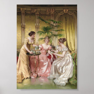 Elegante Damen-Nachmittags-Tee Vintage-Wandkunst Poster