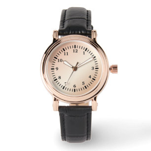 Elegante Damen-Roségold-Uhr mit schwarzem Vintage- Armbanduhr