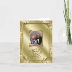 Elegante Danke-Fotografie zum 50. Hochzeitstag Dankeskarte