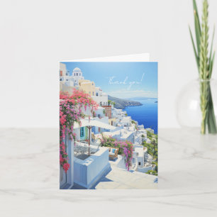 Elegante „Danke“-Karte mit Blick auf Santorini Einladung