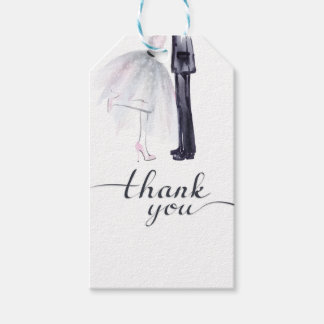 Elegante "Danke"-Karte zum Braut-und Bräutigam-Tan Geschenkanhänger