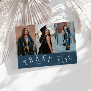 Elegante Danke-Typografie Graduiertenfoto Navyblau Ankündigung