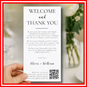 Elegante Danke Willkommen & Dankeschön QR Tischkar