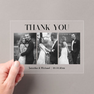 elegante Dankeschön-Hochzeit schwarz & weiß 3 Foto Acryleinladungen
