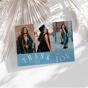 Elegante Dankeschön-Typografie Grad Foto Denimblau Ankündigung