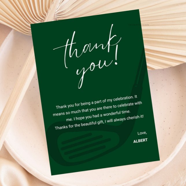 Elegante Dankeskarten im Golf-Design Einladung (golf thank you card, golf birthday thank you, golf party thank you, golf theme card, golf appreciati)