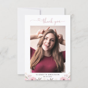 Elegante Dankeskarten mit Blumenherz-Schrift und 2 Dankeskarte