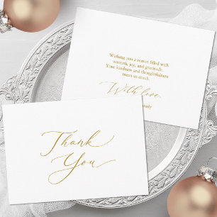 Elegante Dankeskkarte mit goldener Schrift Feiertagskarte