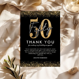 Elegante Dankeskkarte zum 50. Geburtstag Dankeskarte