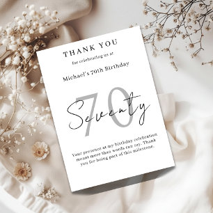 Elegante Dankeskkarte zur 70. Geburtstagsfeier Dankeskarte