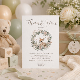 Elegante Danksagung zur Wald-Babyparty Dankeskarte