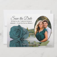 Elegante Dark Aqua Aquamarine Rose Oval Foto Hochz