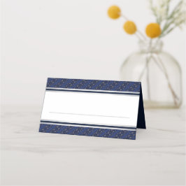 Elegante Dark Blue Silver Border Wedding Platzkart Platzkarte
