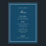 Elegante Dark Blue Wedding Menu Card Menükarte<br><div class="desc">perfekt für jeden Anlass; Farbe und Dicke der Rahmen sind bearbeitbar</div>