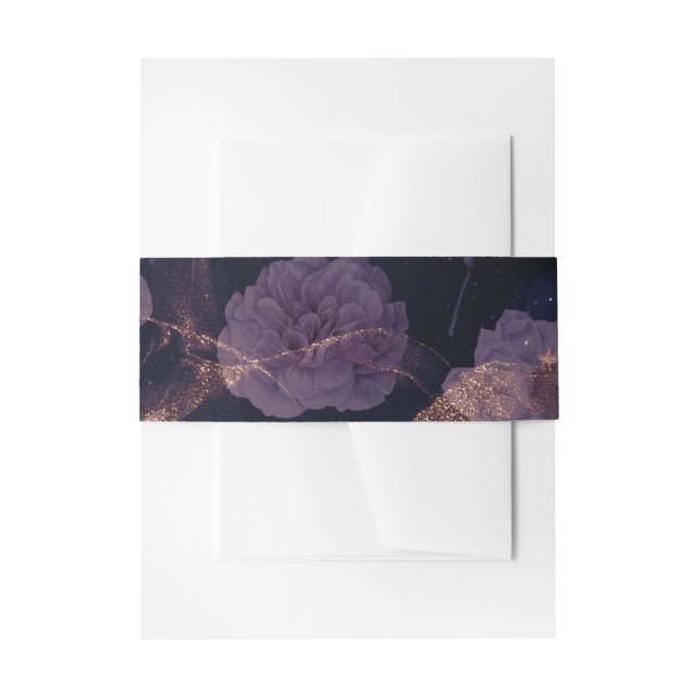 Elegante Dark Boho Lila Rose GoldWedding Einladungsbanderole (Vorderseite Beispiel)