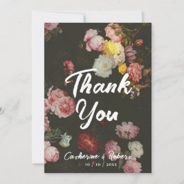 Elegante Dark Chic Vintage Rose Dankeskarte