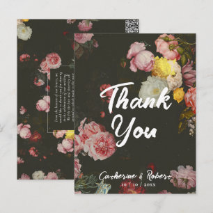 Elegante Dark Chic Vintage Rose Postkarte