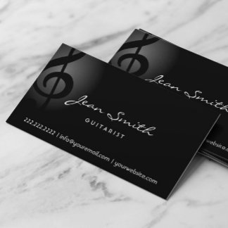 Elegante Dark Clef Guitarist Business Card Visitenkarte