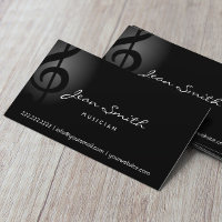 Elegante Dark Clef Musician Business Card