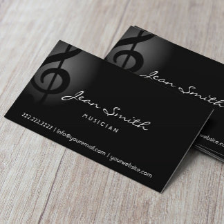 Elegante Dark Clef Musician Business Card Visitenkarte