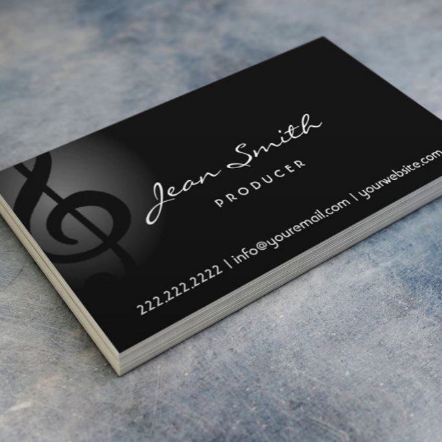 Elegante Dark Clef Producer Business Card Visitenkarte (Von Creator hochgeladen)