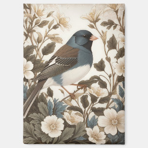 Elegante Dark-Eyed Junco Cream Floral Magnet
