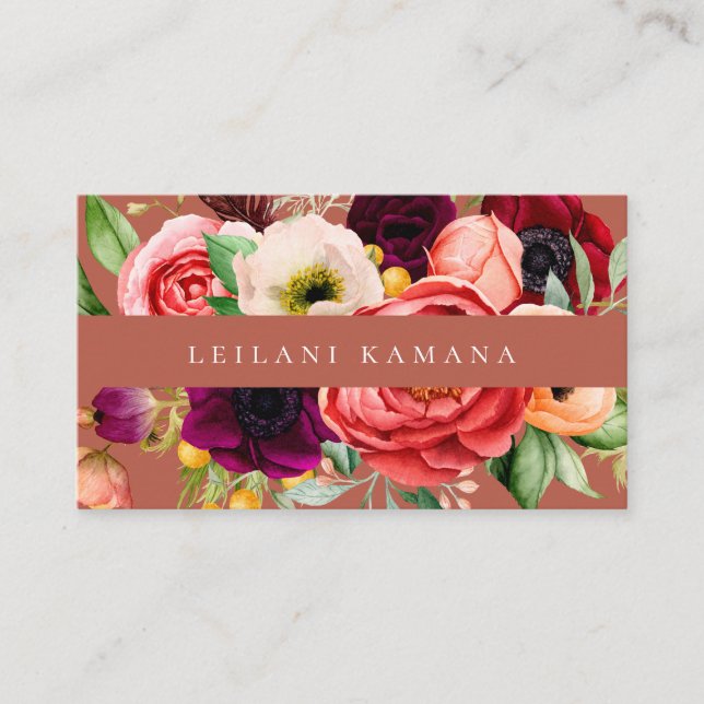 Elegante Dark Floral Business Card Visitenkarte (Vorderseite)