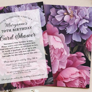 Elegante Dark Floral Card Dusche 70. Geburtstag Einladung