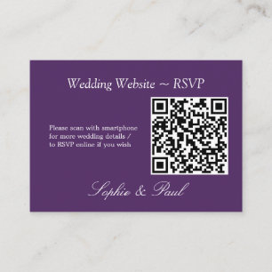 Elegante Dark Lila QR Code Website RSVP Card Begleitkarte