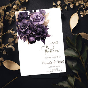 Elegante Dark Lila Rose Save the Date