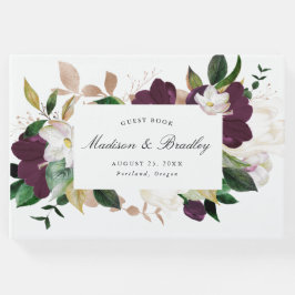 Elegante Dark Plum Floral Wedding Gästebuch
