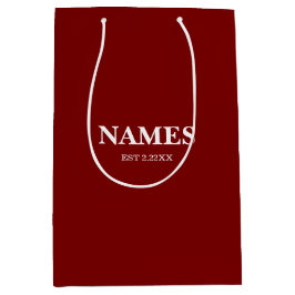 Elegante Dark Red Individuelle Name Gift Bag Mittlere Geschenktüte