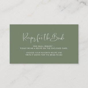 Elegante Dark Sage green Rezept Anforderungskarte Begleitkarte