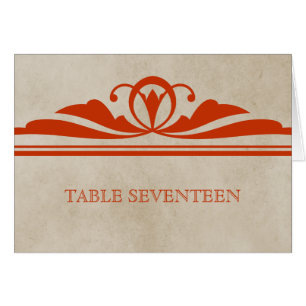 Elegante Deco-Tischnummernkarte in Orange